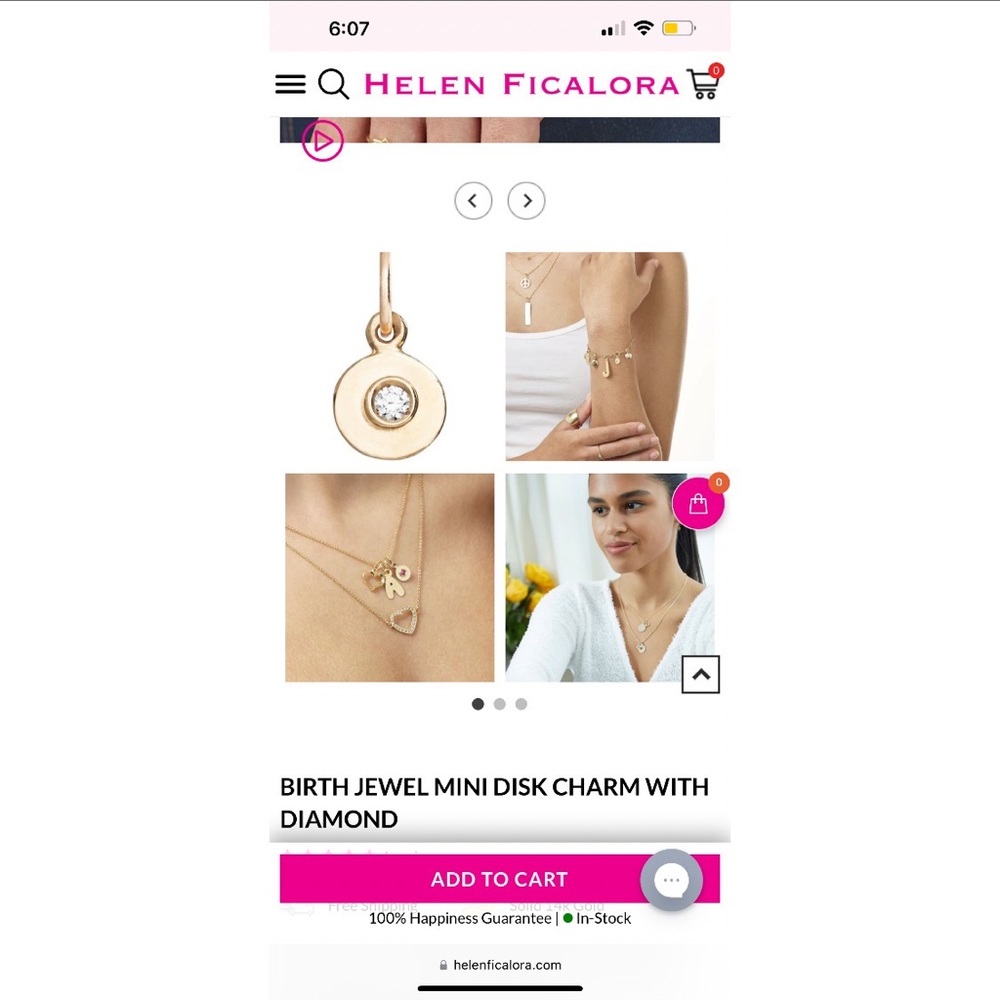 Helen Ficalora Mini disc charm with diamond